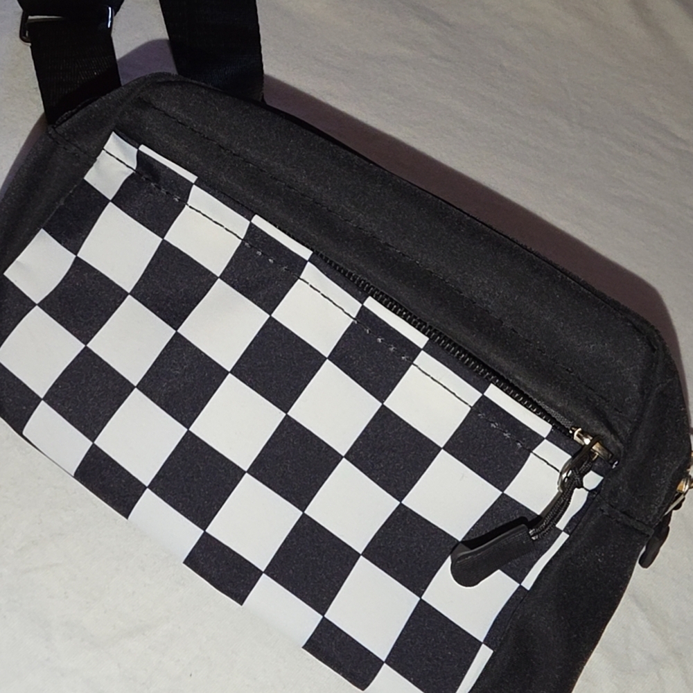 Checkered Black and White Men's Bag